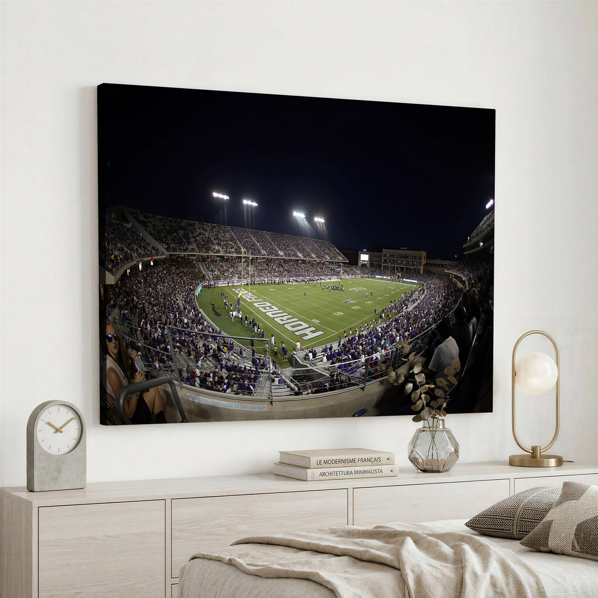 59222-PAN-FL-20X10 - TCU Horned Frogs Football Team Print - Fort Worth Amon G. Carter Stadium Wall Art Canvas Print.