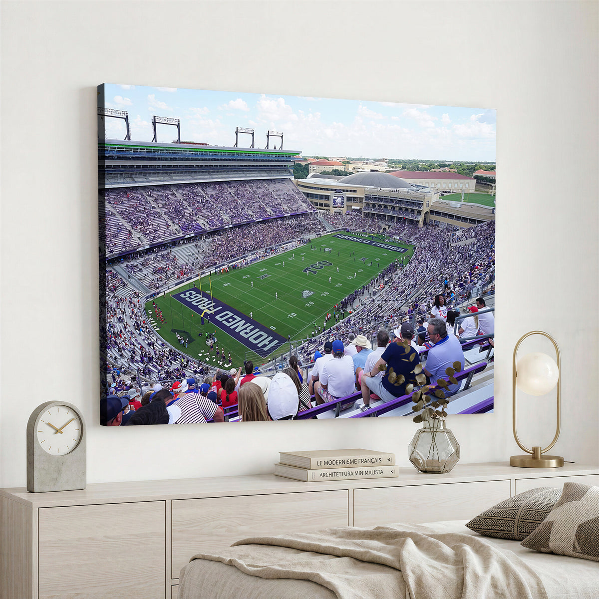 95139-MGV-CV-36X24 - The Texas Christian University TCU Horned Frogs Football Team Print, Fort Worth
