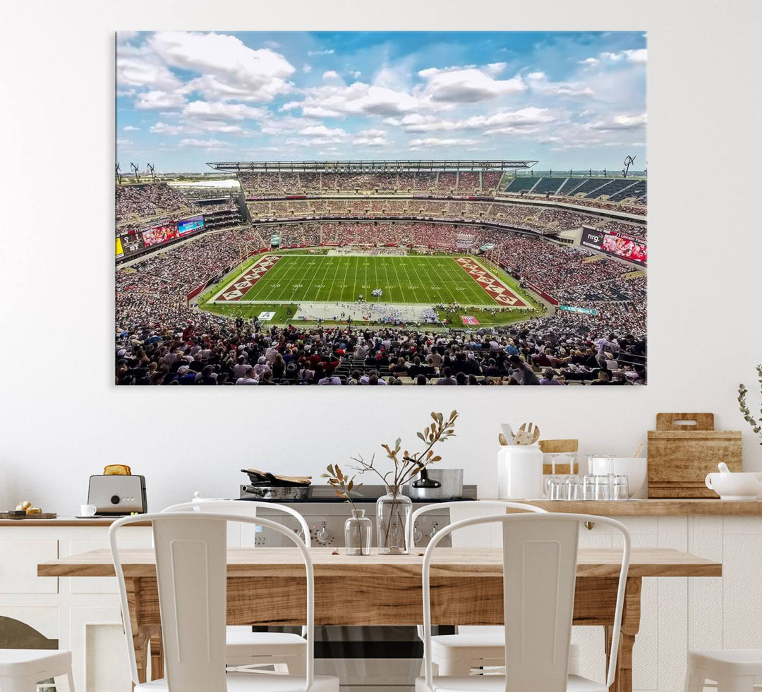 The Temple University Owls Athletics canvas print of a game at Lincoln Financial Field.