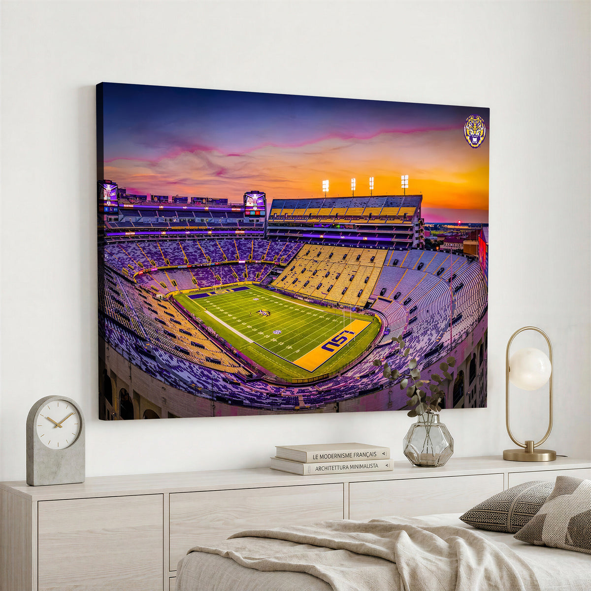 93538-MGV-CV-36X24 - The Louisiana State University Tigers Football Team Print, Framed and Ready to Hang Stadium Print