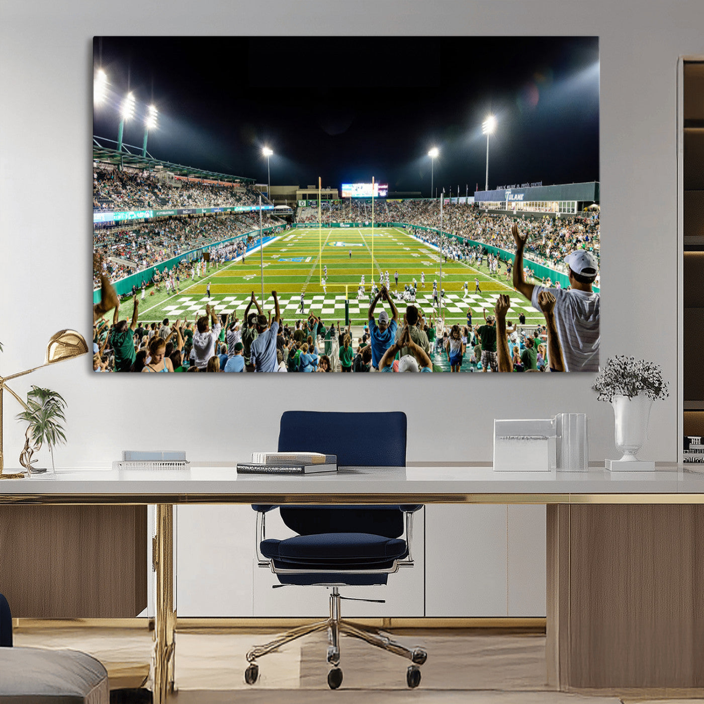 MGV-CV-36X24 - The Tulane University Green Wave Football Team Print - New Orleans Yulman Stadium Wall Art Canvas