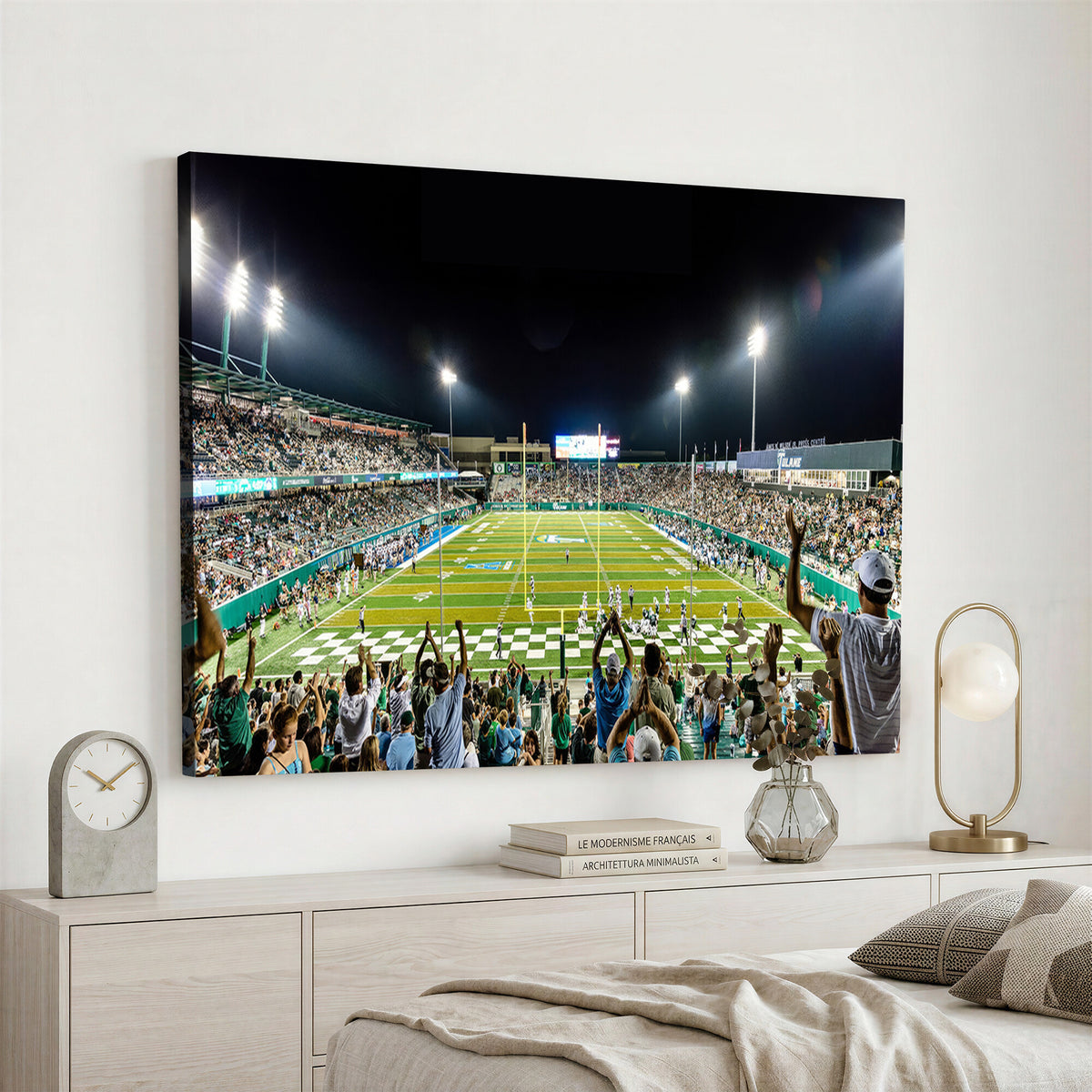 56448-MGV-CV-36X24 - The Tulane University Green Wave Football Team Print, New Orleans Yulman Stadium