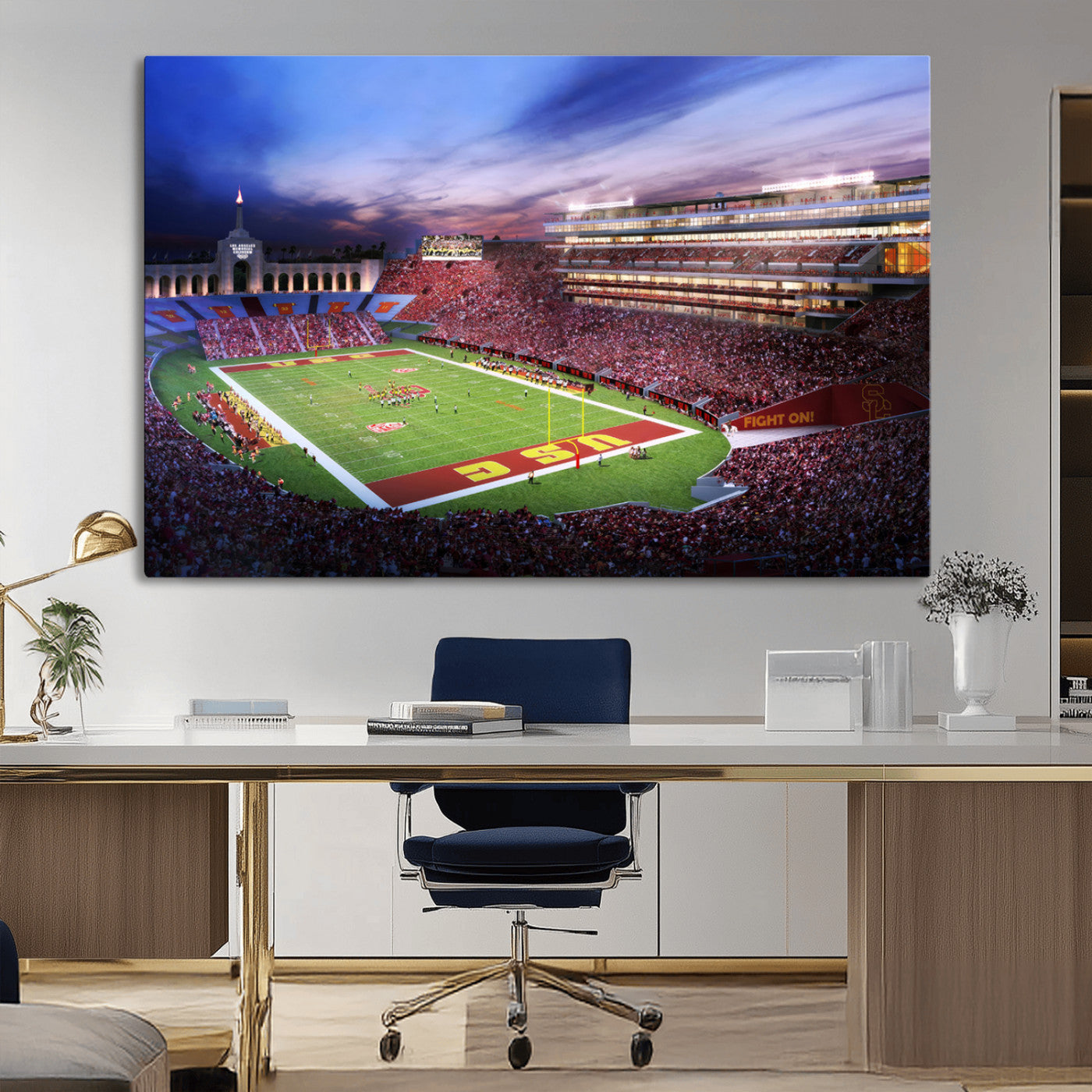 MGV-CV-36X24 - The University of Southern California USC Trojans Football Team Print - Los Angeles Memorial