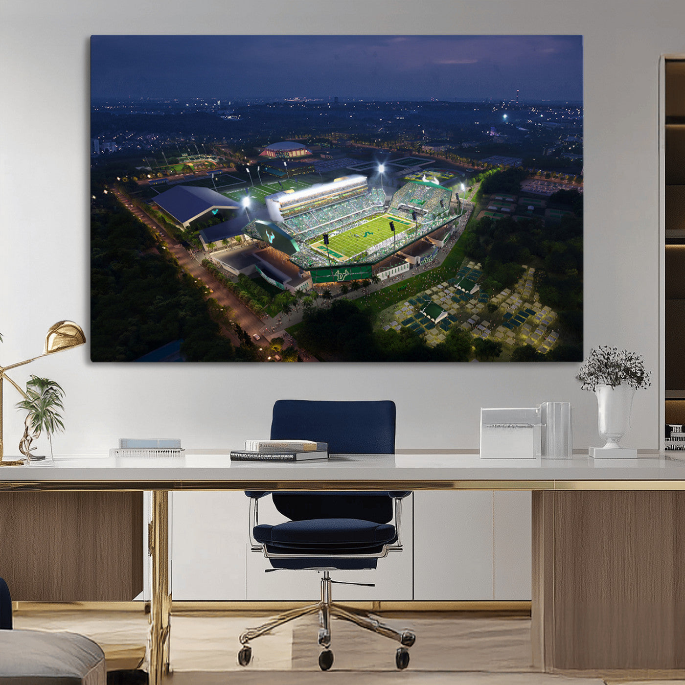 MGV-CV-36X24 - The University of South Florida Bulls Football Team Print - Tampa USF Football Stadium Wall Art Canvas Print