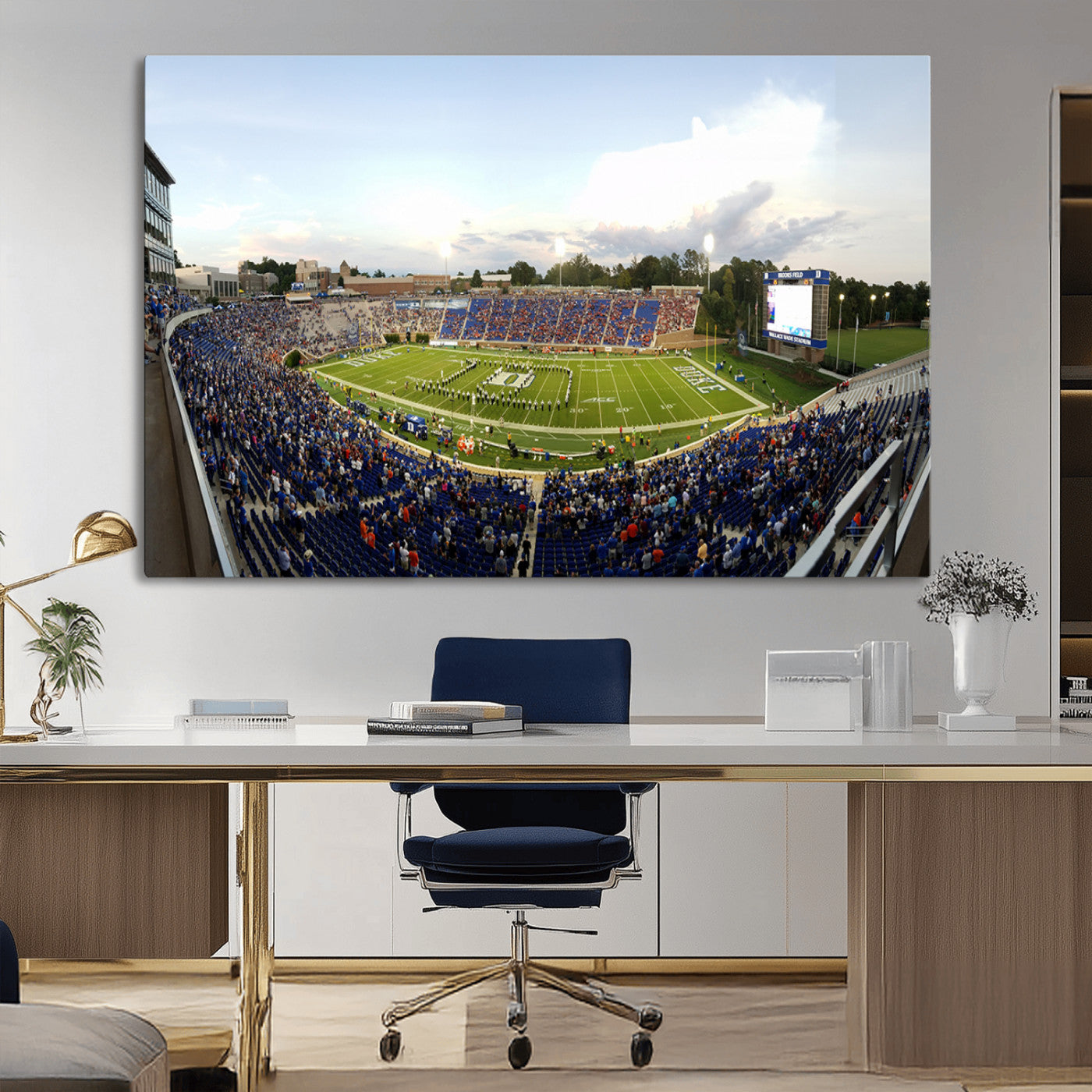 MGV-CV-36X24 - The Duke University Blue Devils Football Team Print - Durham Wallace Wade Stadium Wall Art Canvas