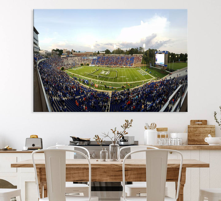 Wallace Wade Stadium print featuring a green field and sky.