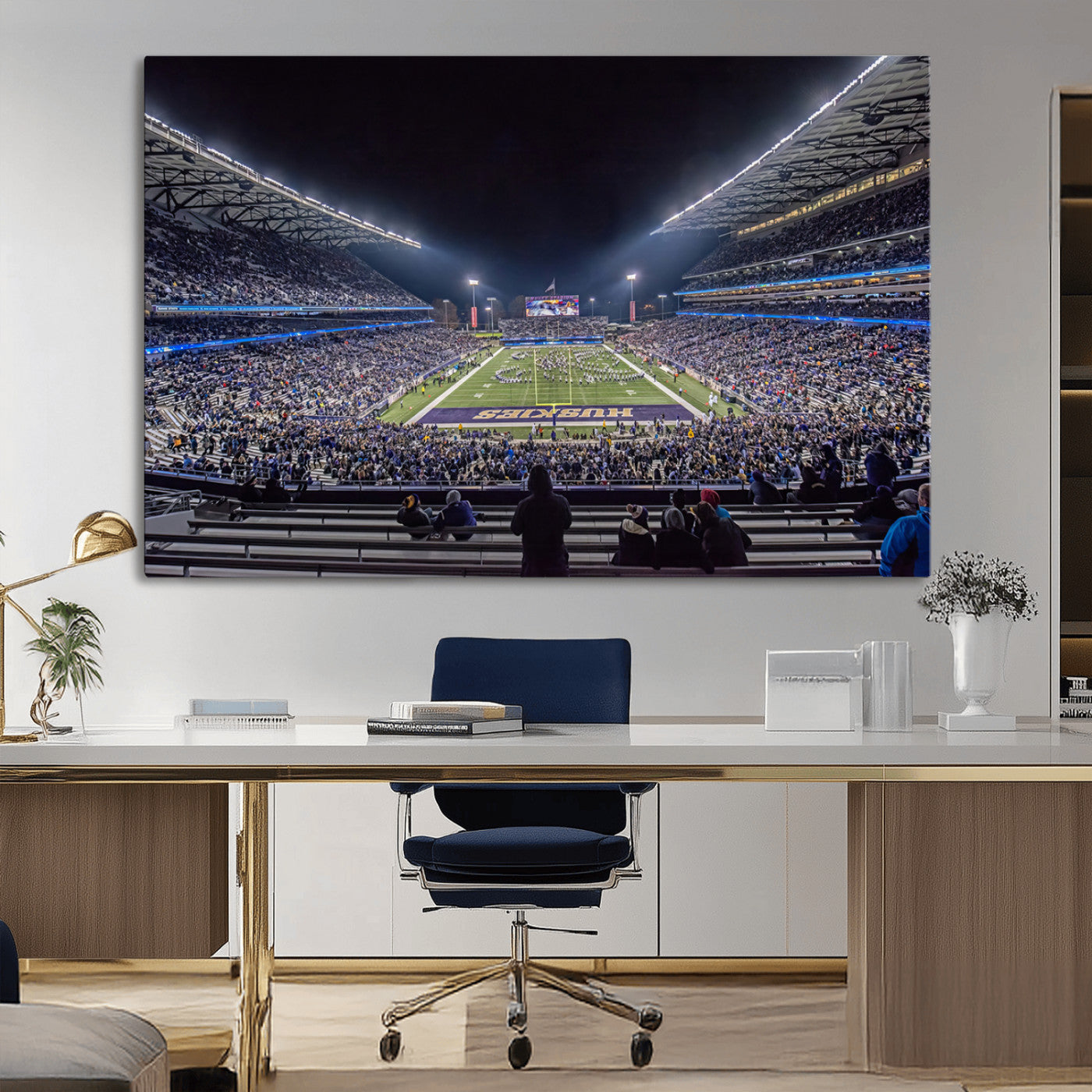 MGV-CV-36X24 - The University of Washington Huskies Football Team Print - Seattle Husky Stadium Wall Art Canvas