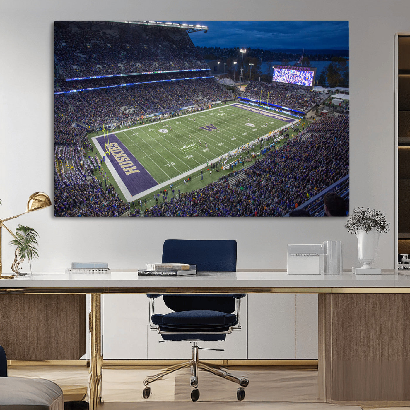 MGV-CV-36X24 - The University of Washington Huskies Football Team Print - Seattle Husky Stadium Wall Art Canvas
