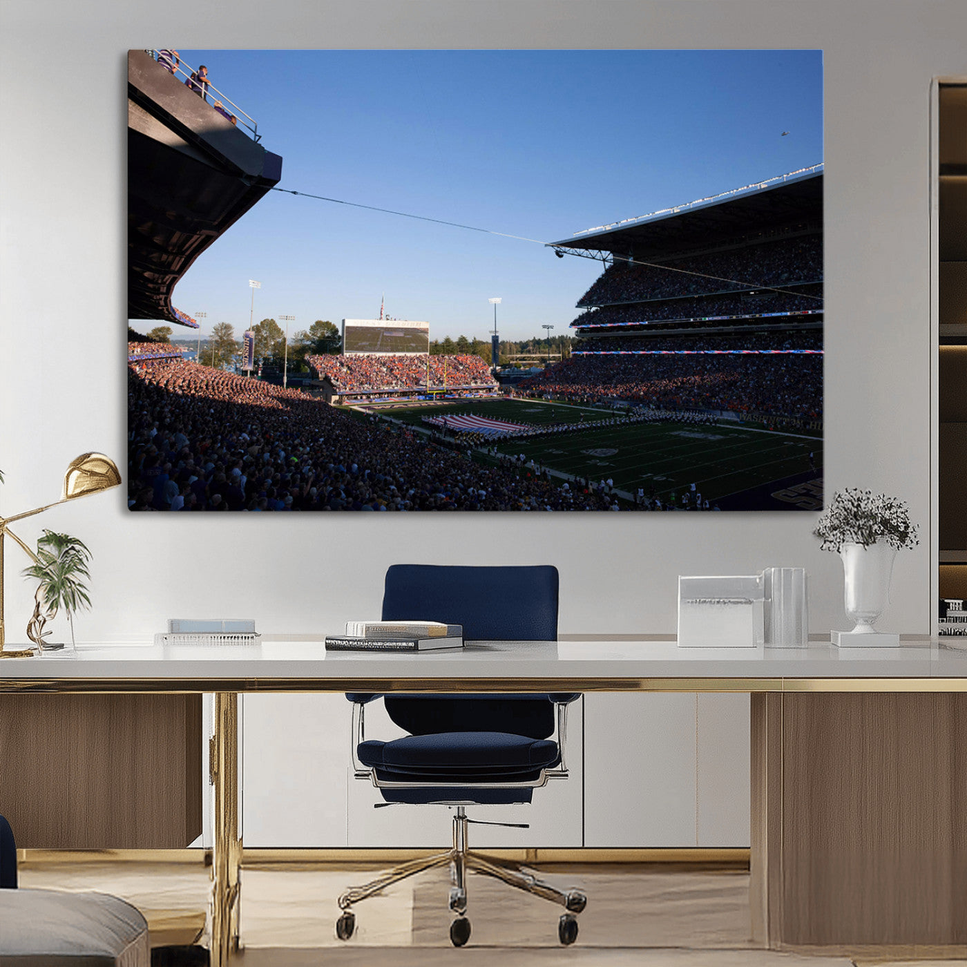 MGV-CV-36X24 - The University of Washington Huskies Football Team Print - Seattle Husky Stadium Wall Art Canvas