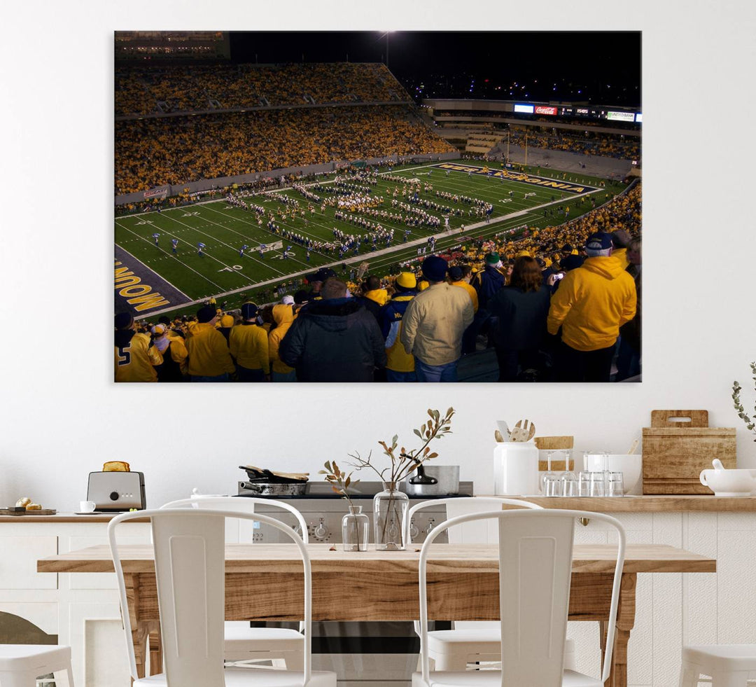 West Virginia Uni Mountaineers Football Canvas Wall Art Print.