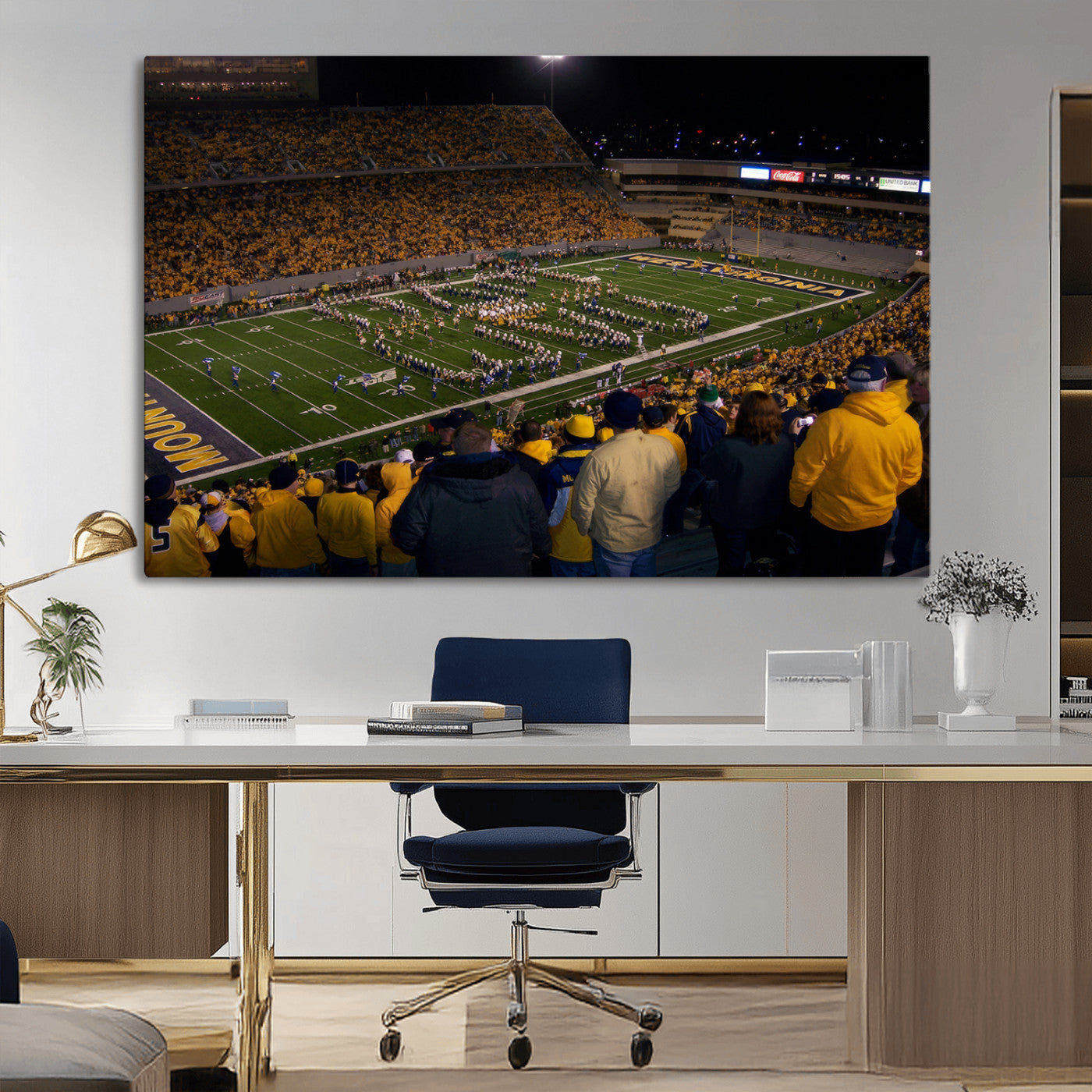 MGV-CV-36X24 - West Virginia Uni Mountaineers Football Team Print - Milan Puskar Stadium Canvas Print Wall Art,