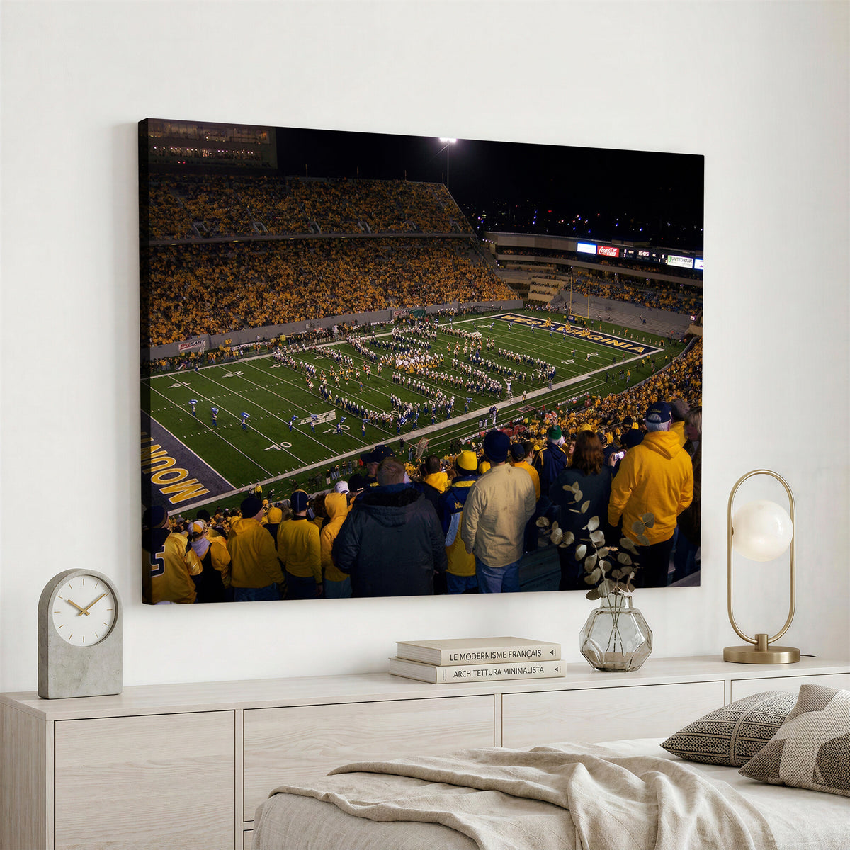58154-MGV-CV-36X24 - West Virginia University Mountaineers Football Team Print, Milan Puskar Stadium, Morgantown
