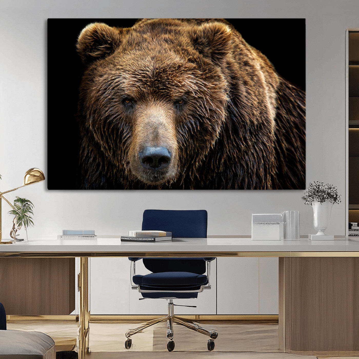 MGV-CV-36X24 - Grizzly Brown Bear Canvas Wall Art, Wildlife Animal Canvas Artwork Bear Print, Bear Wall Art Print,