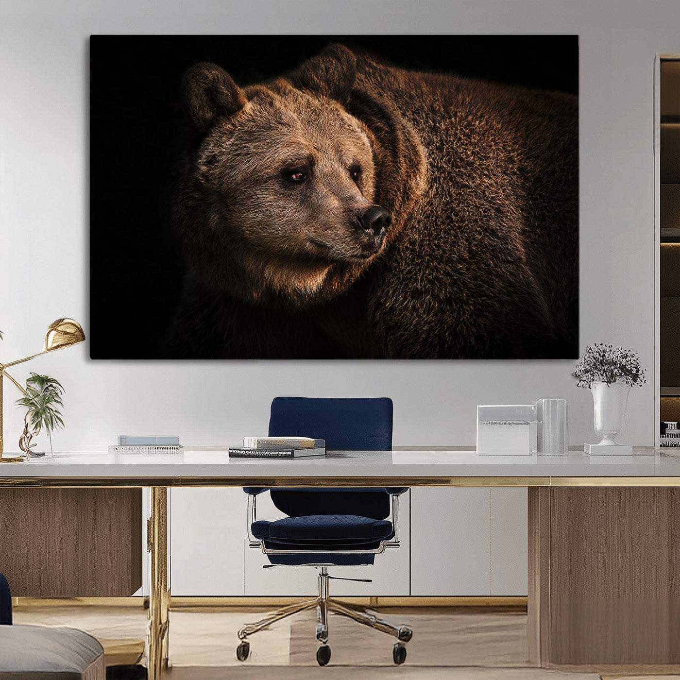 MGV-CV-36X24 - Wild Grizzly 399 Bear Canvas Wall Art Print, Bear Animal Canvas Artwork Print, Black Bear Wall Art