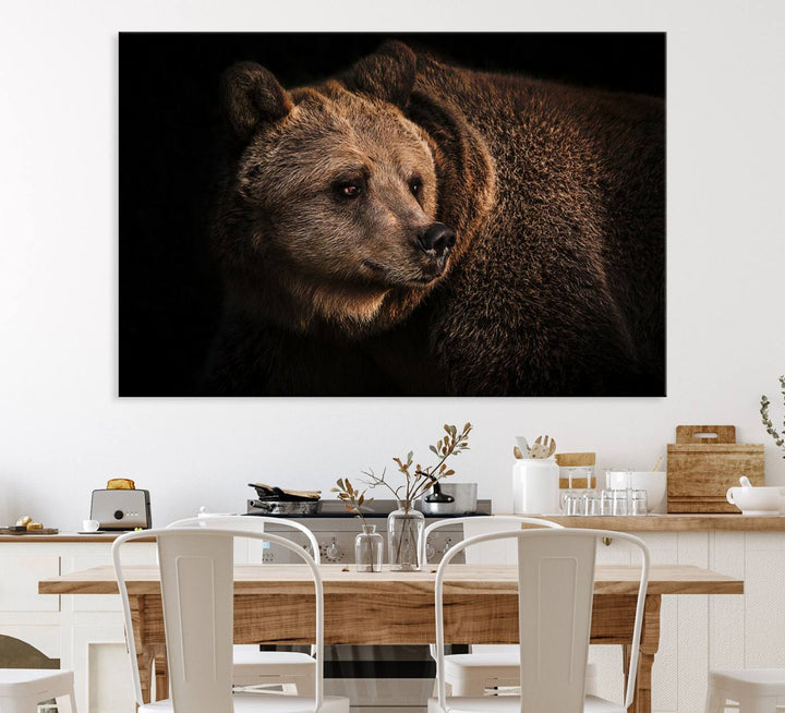 Wild Grizzly 399 Bear Canvas Wall Art Print, Bear Animal Canvas Artwork Print, Black Bear Wall Art Print, Cottage Farmhouse Print