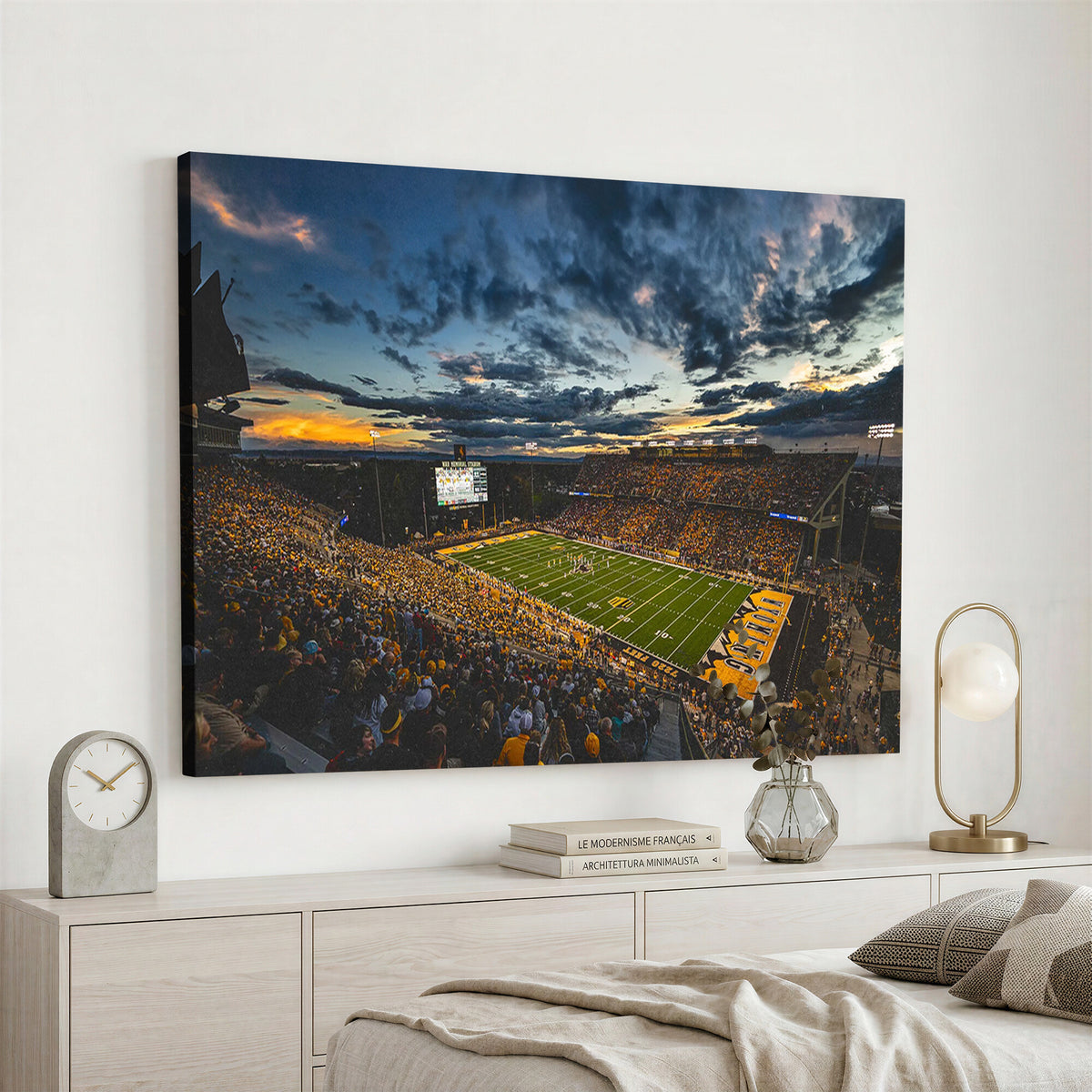61020-MGV-CV-36X24 - University of Wyoming Cowboys Football Team Print, Laramie, Framed and Ready to Hang