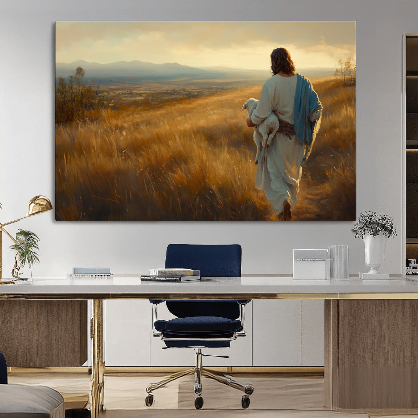 MGV-CV-36X24 - Jesus the Good Shepherd Wall Art Canvas Print - Inspirational Christian Religious Print for Prayer
