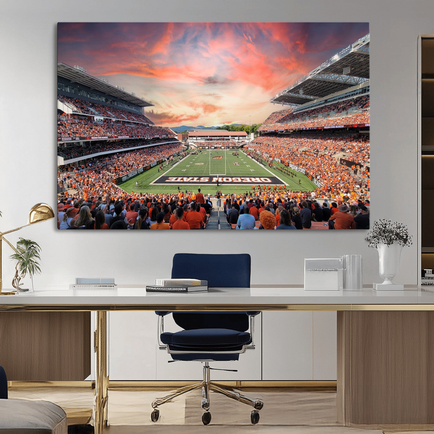 MGV-CV-36X24 - Oregon State Beavers Football Team Print - Corvallis Reser Stadium Wall Art Canvas Print