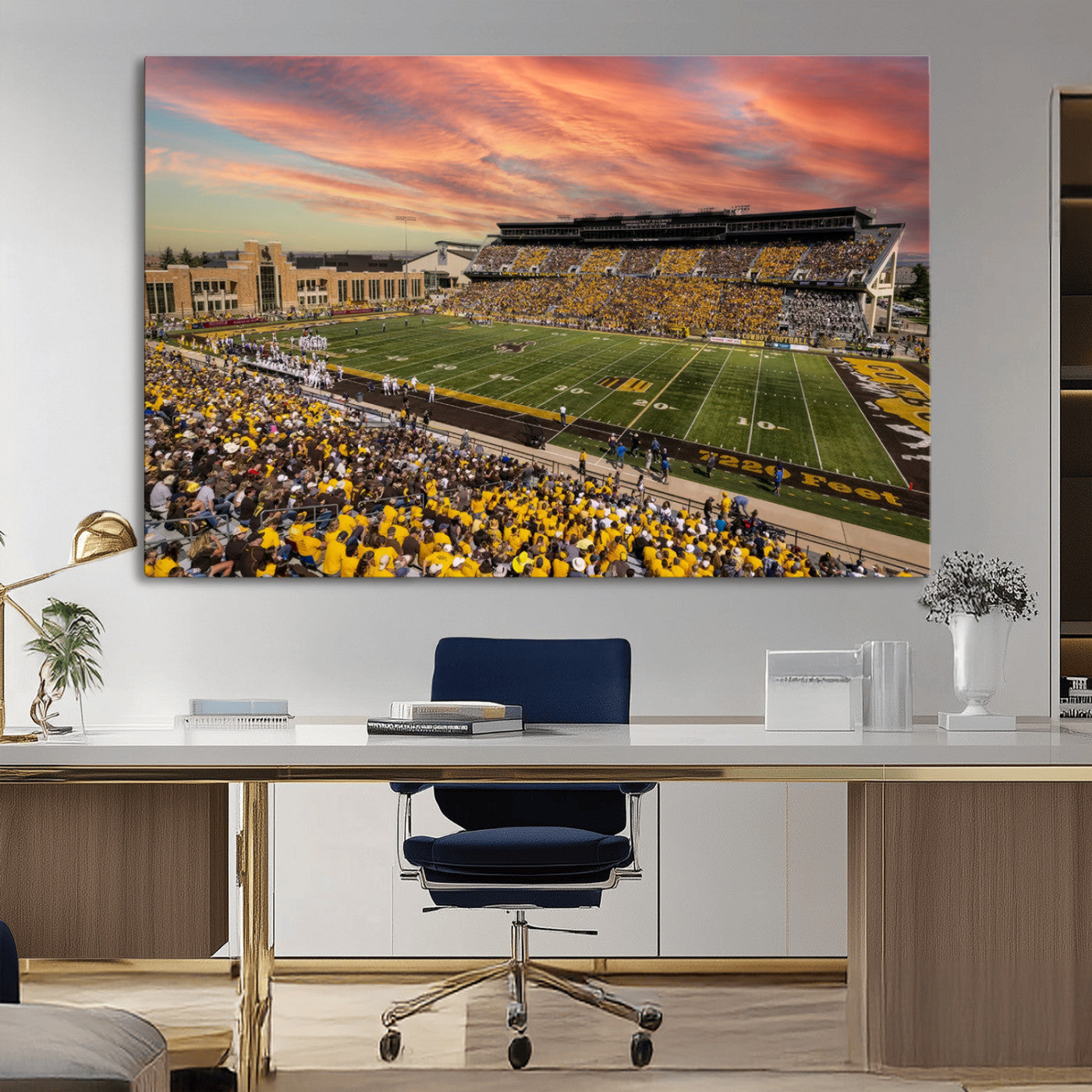 MGV-CV-36X24 - University of Wyoming Cowboys Football Team Print - Laramie Jonah Field War Memorial Stadium Wall