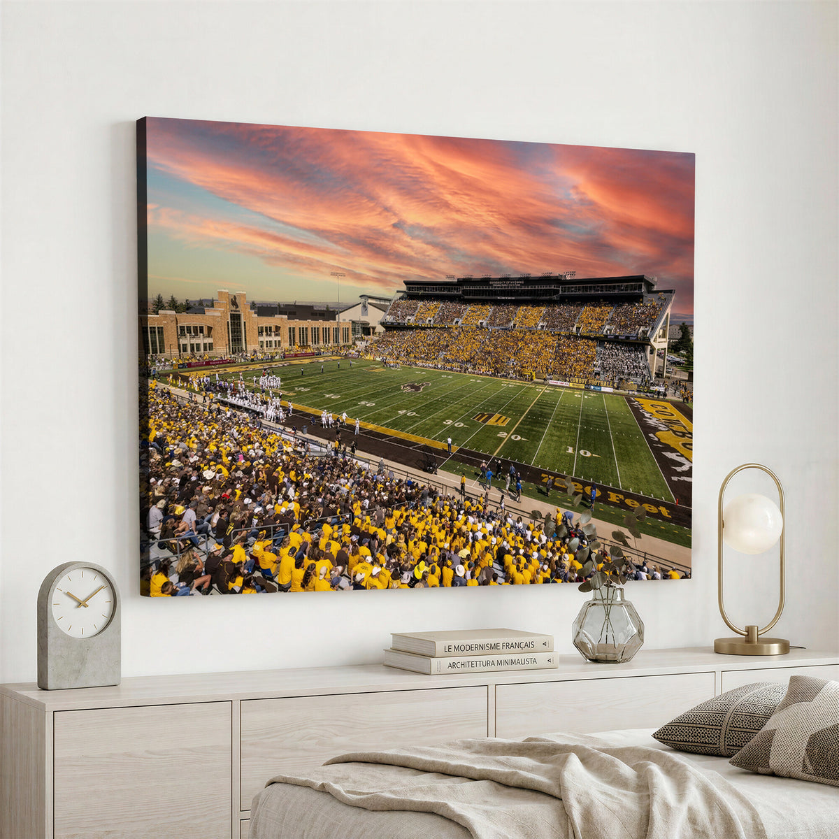 90508-MGV-CV-36X24 - University of Wyoming Cowboys Football Team Print, Laramie, Extra Large Game Room Wall Decor