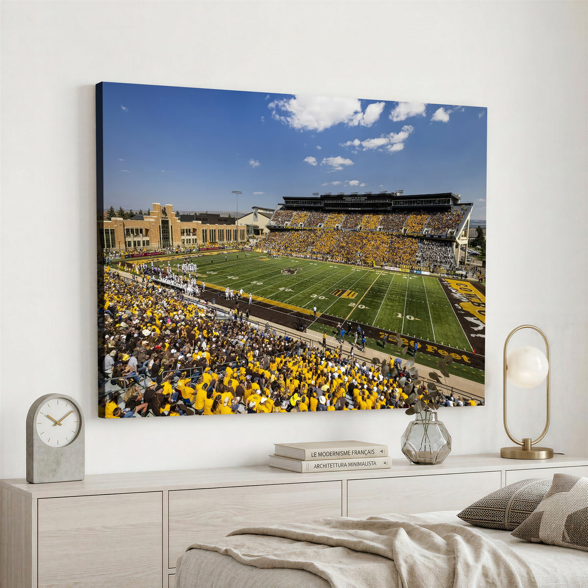 75112-MGV-CV-36X24 - University of Wyoming Cowboys Football Team Print, Laramie, Home Bar Wall Decor