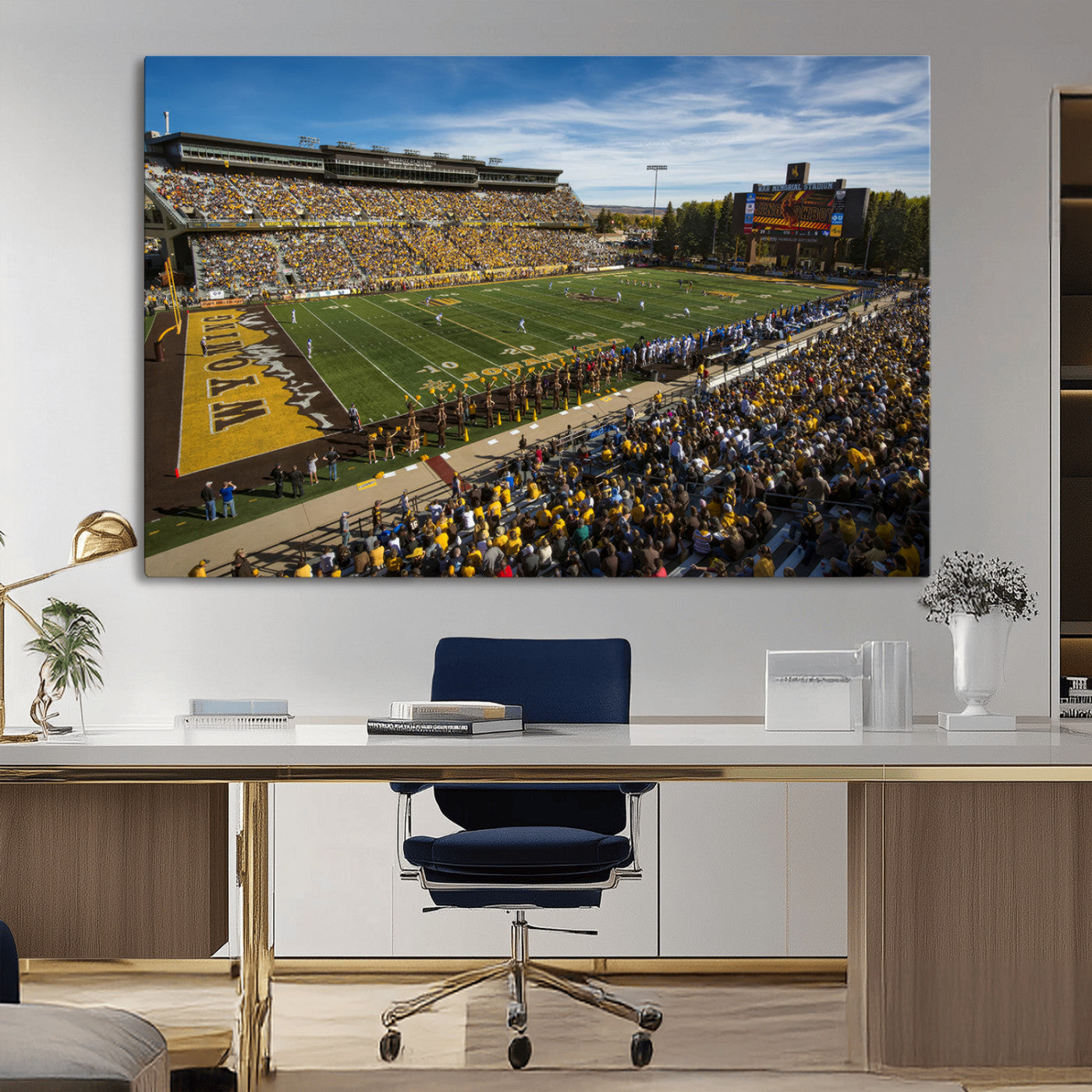 MGV-CV-36X24 - University of Wyoming Cowboys Football Team Print - Laramie Jonah Field War Memorial Stadium Wall