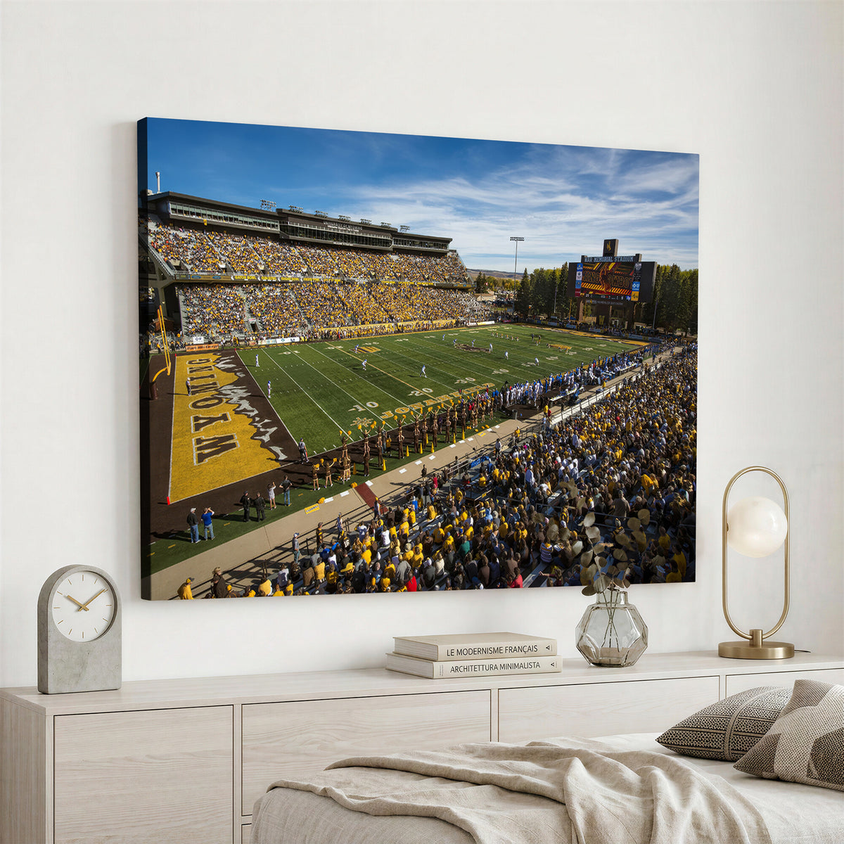 89846-MGV-CV-36X24 - University of Wyoming Cowboys Football Team Print, Laramie, Man Cave Wall Decor