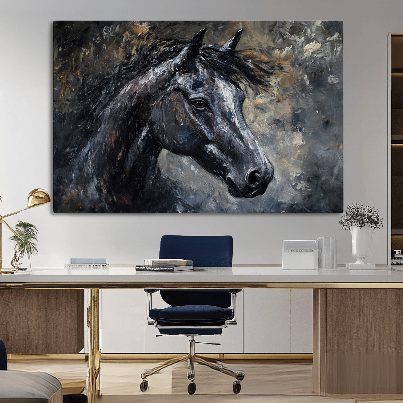 MGV-CV-36X24 - Large Abstract Horse Wall Art Canvas Print | Farmhouse Wall Decor | Rustic Horse Art | Western Cabin