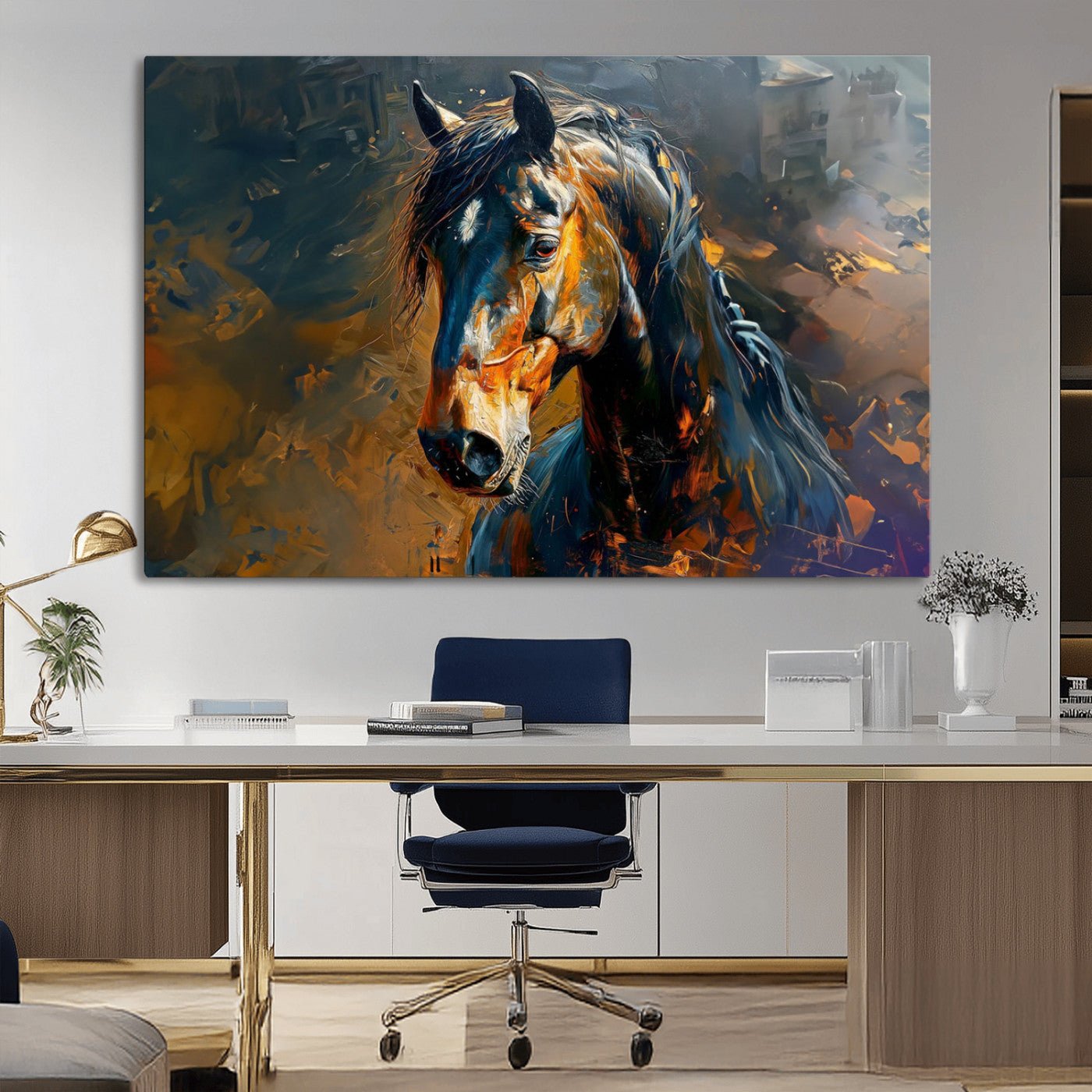 MGV-CV-36X24 - Abstract Horse Wall Art Canvas Print | Farmhouse Wall Decor | Western Cabin Art | Rustic Horse Decor
