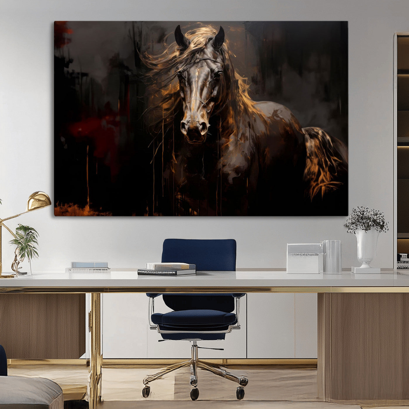 MGV-CV-36X24 - Abstract Black Horse Canvas Print for Farmhouse Wall Art | Abstract Equine Wall Art | Western Decor