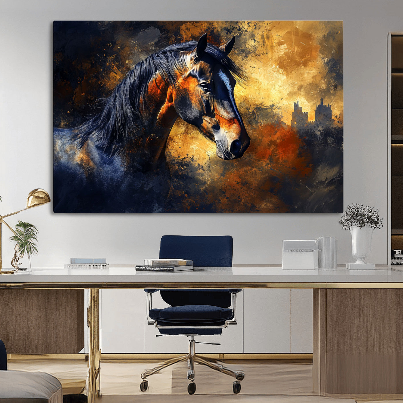MGV-CV-36X24 - Abstract Horse Art Print - Abstract Canvas Wall Art | Perfect for Rustic Farmhouse, Modern, or