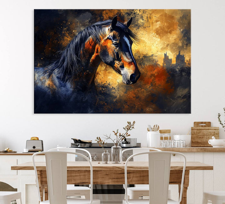 Abstract Horse Art Print - Abstract Canvas Wall Art | Perfect for Rustic Farmhouse, Modern, or Equestrian Wall Decor | Horse Lovers Home Decor
