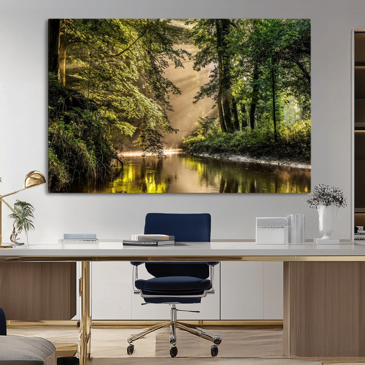 MGV-CV-36X24 - Forest Wall Art Print | River Landscape Wall Art | Perfect for Farmhouse Wall Decor, Cabin Wall Art