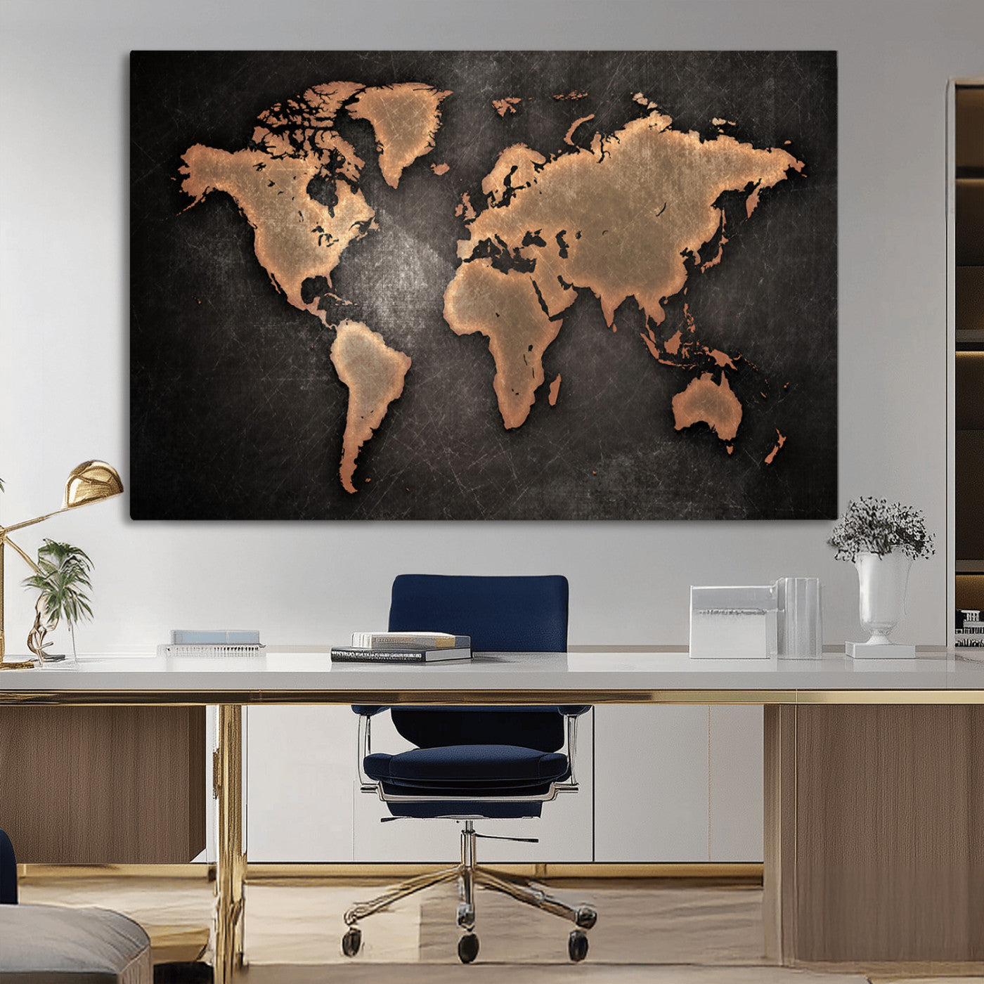 MGV-CV-36X24 - Push Pin World Map Canvas Print – Framed Wall Art for Couples to Track Their Travels – Anniversary
