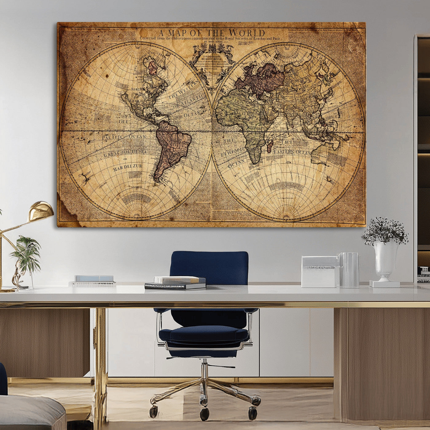 MGV-CV-36X24 - Push Pin World Map Canvas Print – Framed Wall Art for Couples to Track Their Travels – Anniversary