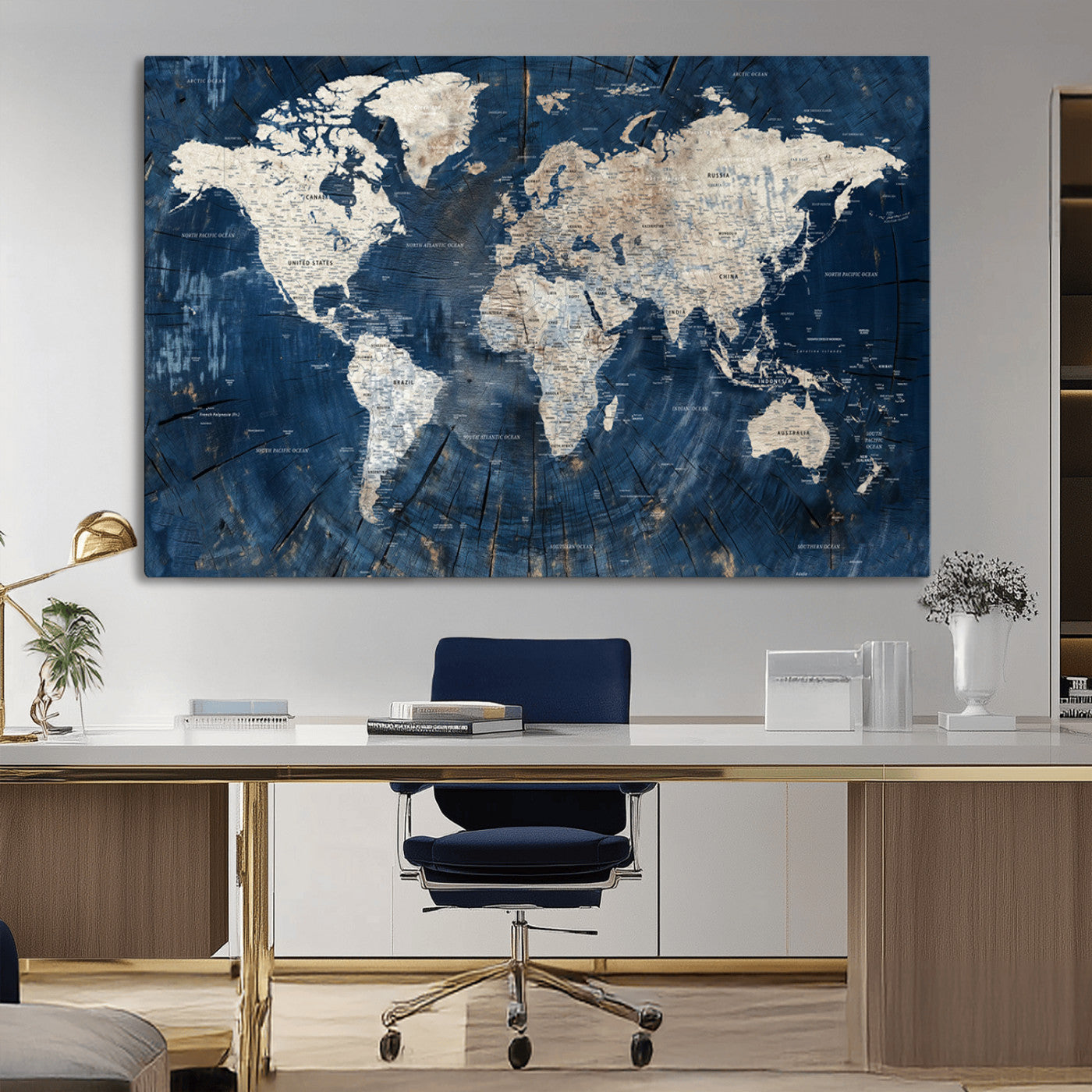 MGV-CV-36X24 - Push Pin World Map Canvas Print – Framed Wall Art for Couples to Track Their Travels – Anniversary