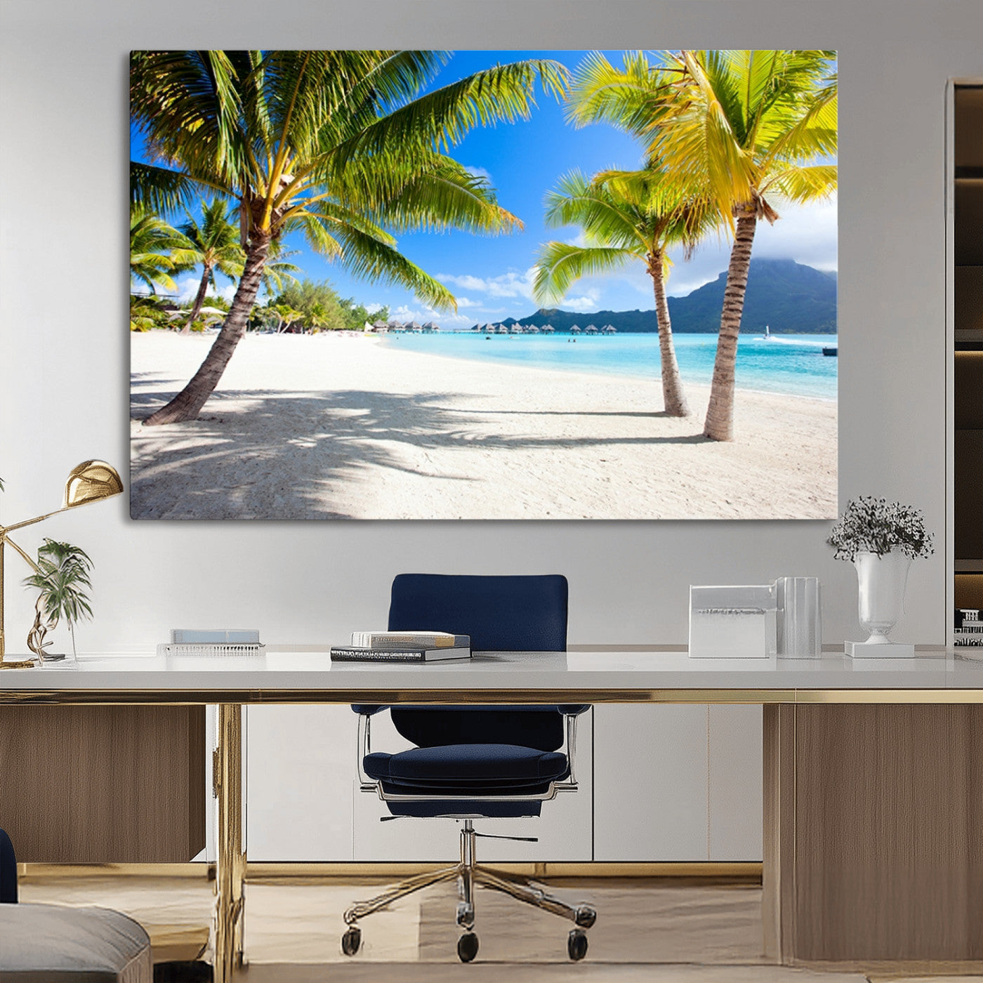 MGV-CV-36X24 - Blue Beach and Sea Wall Art Canvas Print