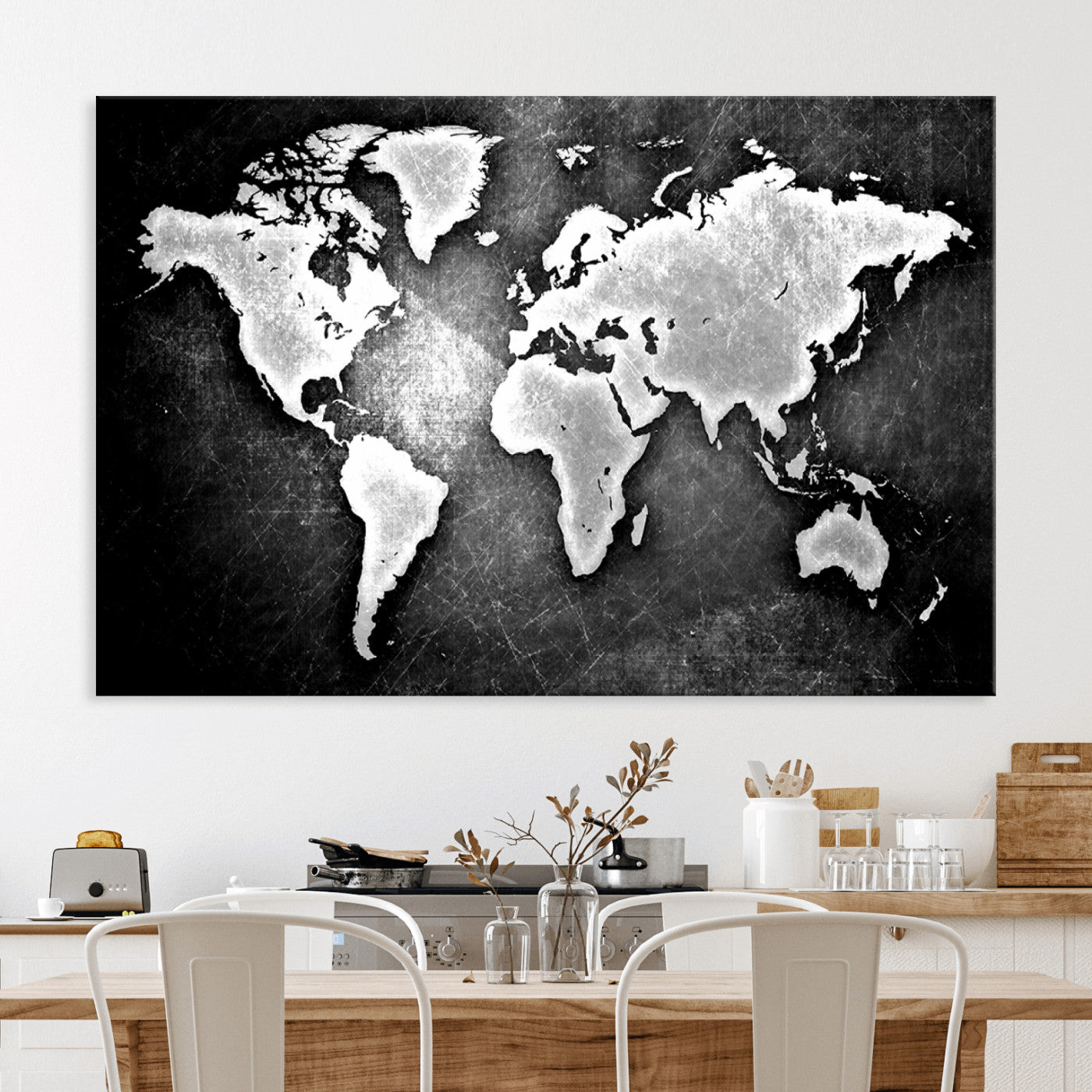 World Map Wall Art Canvas Print – Framed Wall Art for Anniversary Gift or Home Adventure Decor