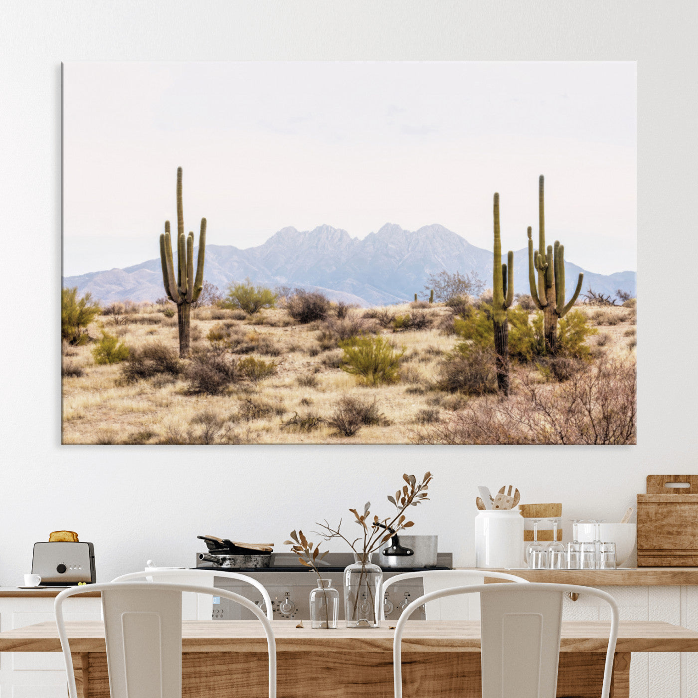 97436-MGV-CV-36X24-Arizona Desert Wall Art Print | Arizona Desert Canvas Print with Saguaro Cacti | Southwestern Landscape Wall Art | Framed Farmhouse Decor