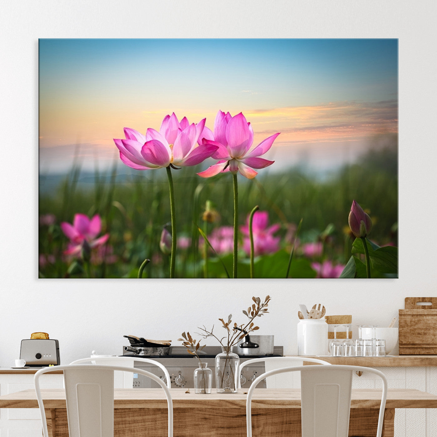 64234-MGV-CV-36X24-Pink Flower on the Mountain Canvas Print, Framed Pink Flower Canvas Wall Art