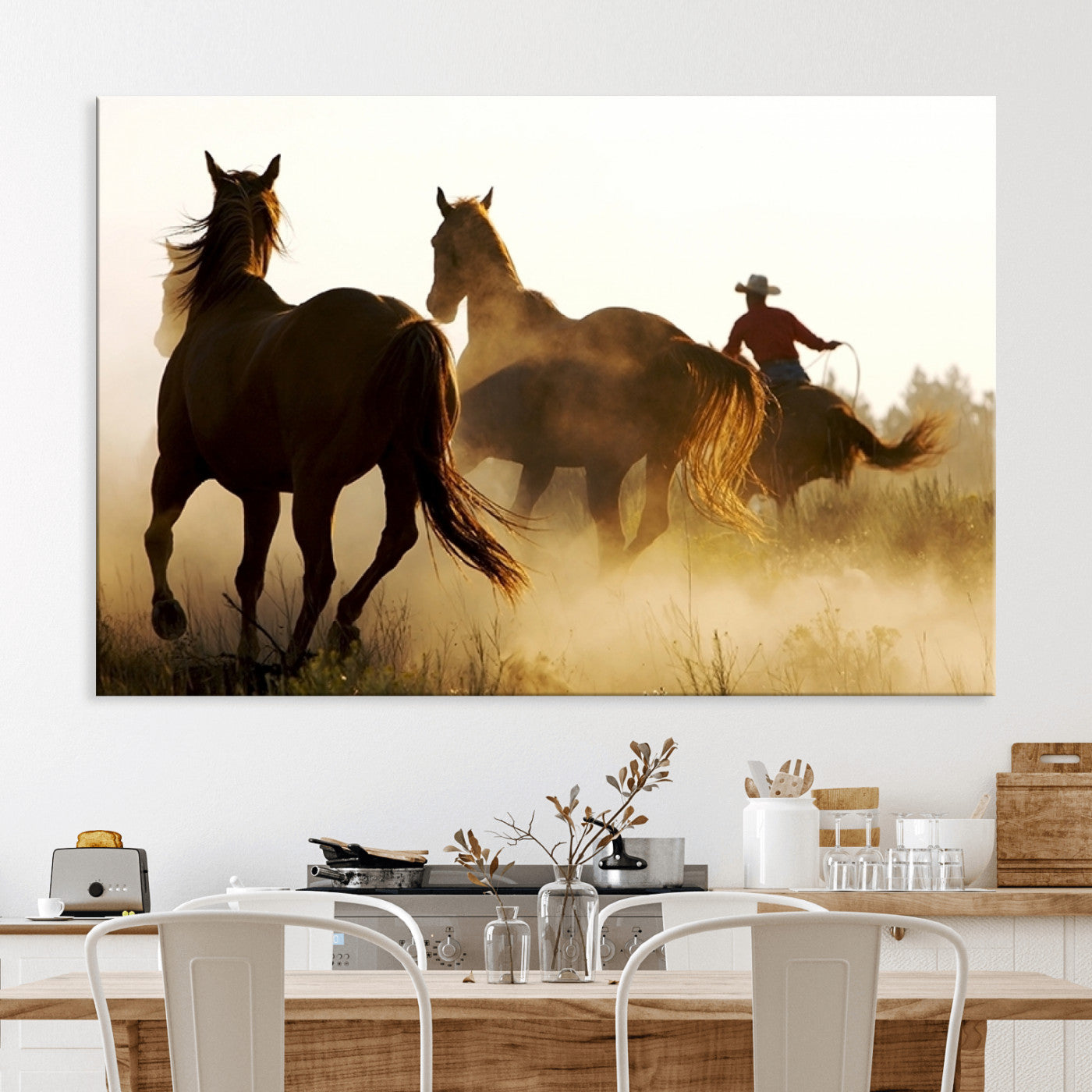 49068-MGV-CV-36X24-Horses and Cowboys Wall Art Canvas Print