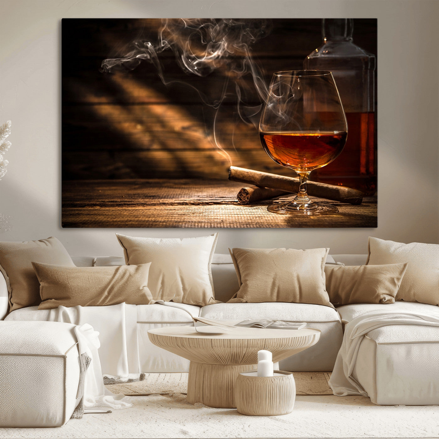 MGV-CV-36X24 - Whiskey and Cigar Wall Art Canvas Print