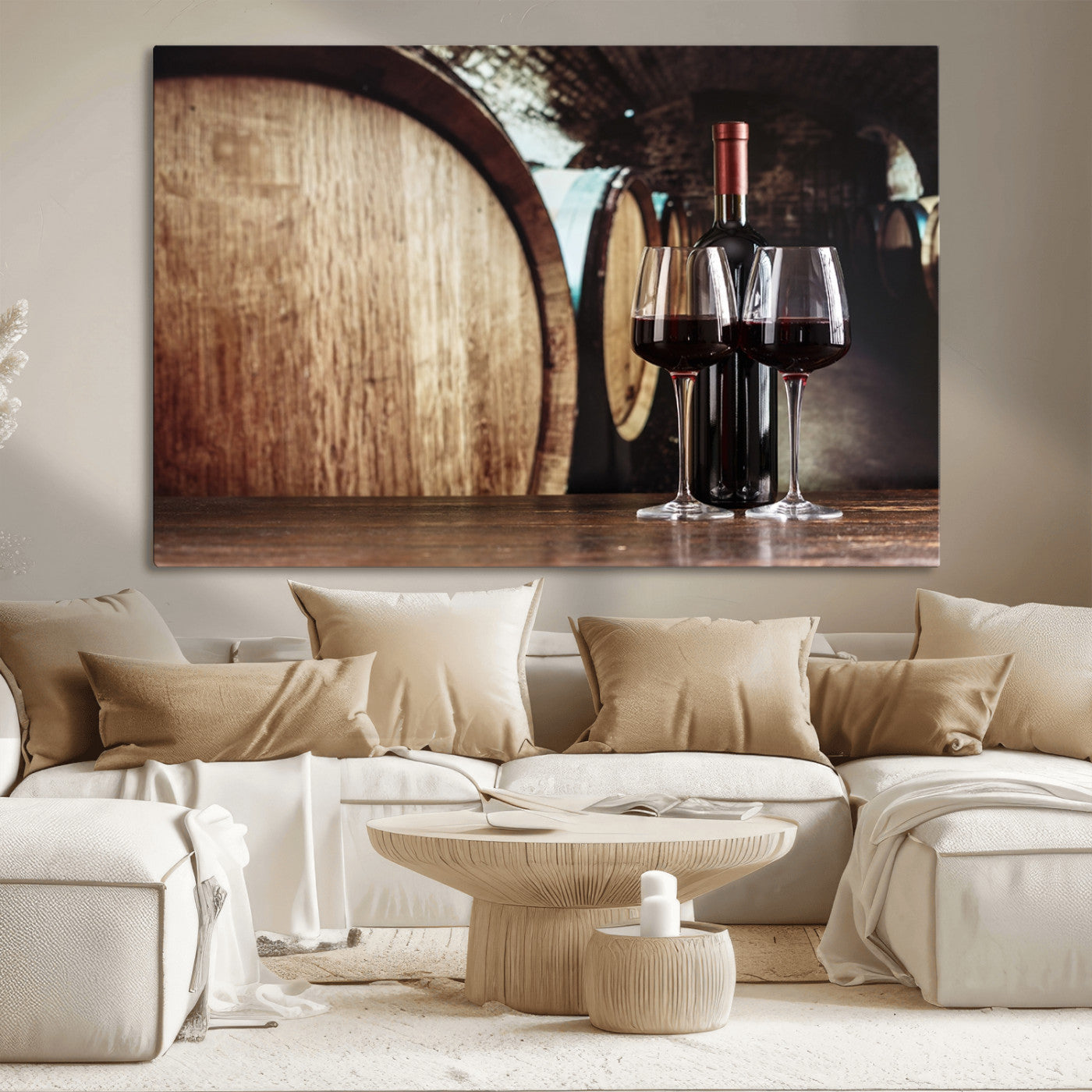MGV-CV-36X24 - Wine and Barrel Wall Art Canvas Print