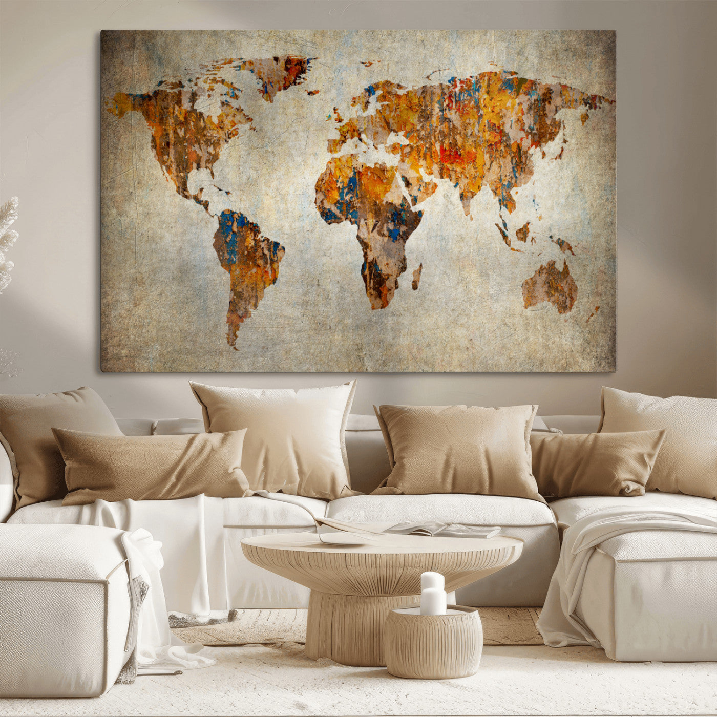MGV-CV-36X24 - Push Pin World Map Canvas Print – Framed Wall Art for Couples to Track Their Travels – Anniversary