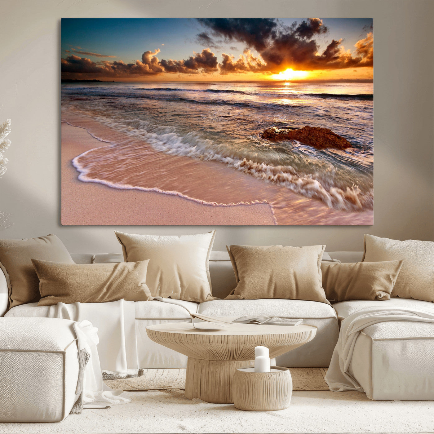 MGV-CV-36X24 - Sunset on Ocean Wall Art Canvas Print