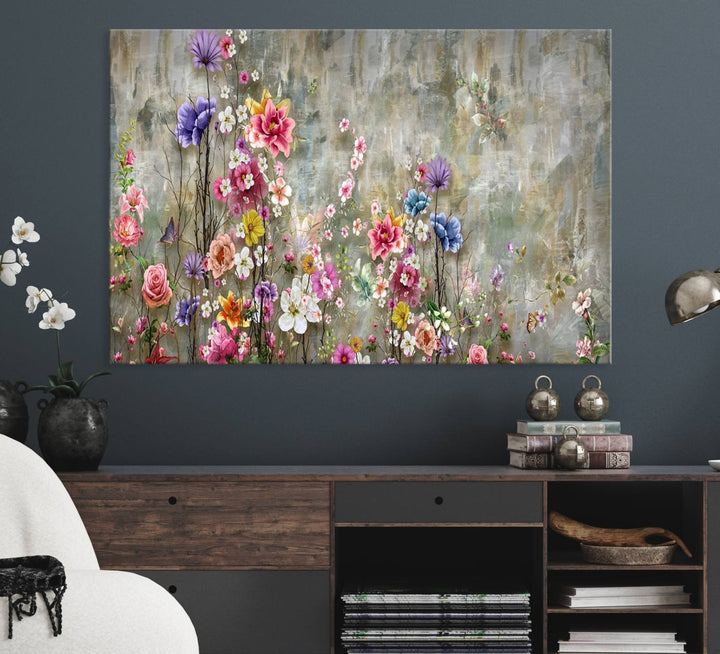 The Cozy Flowers Painting on Canvas features UV protection to ensure lasting vibrancy.