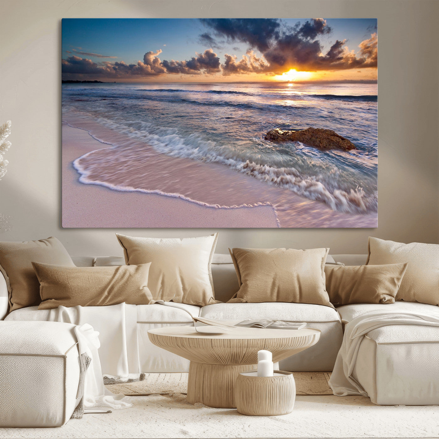 MGV-CV-36X24 - Sea Ocean Sunset Beach Wall Art Canvas Print