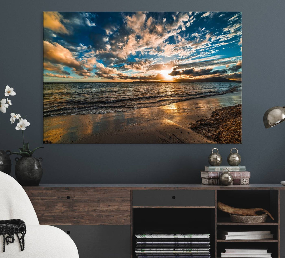 Beach Wall Art - Ocean Sunset Canvas.