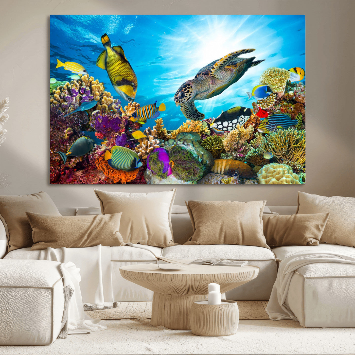 MGV-CV-36X24 - Aquatic Life Sea Turtles Fish Wall Art Canvas Print