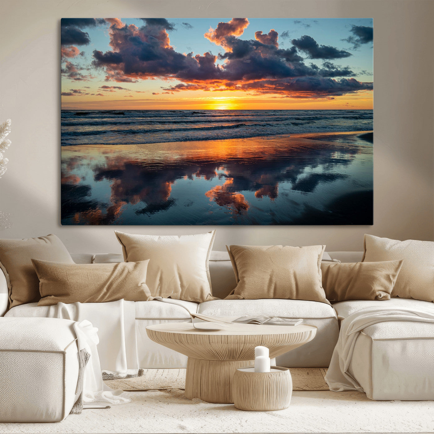MGV-CV-36X24 - Cloudy Weather At The Beach Wall Art Canvas Print